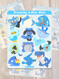 Drowning in Blue-Mons Sticker Sheet