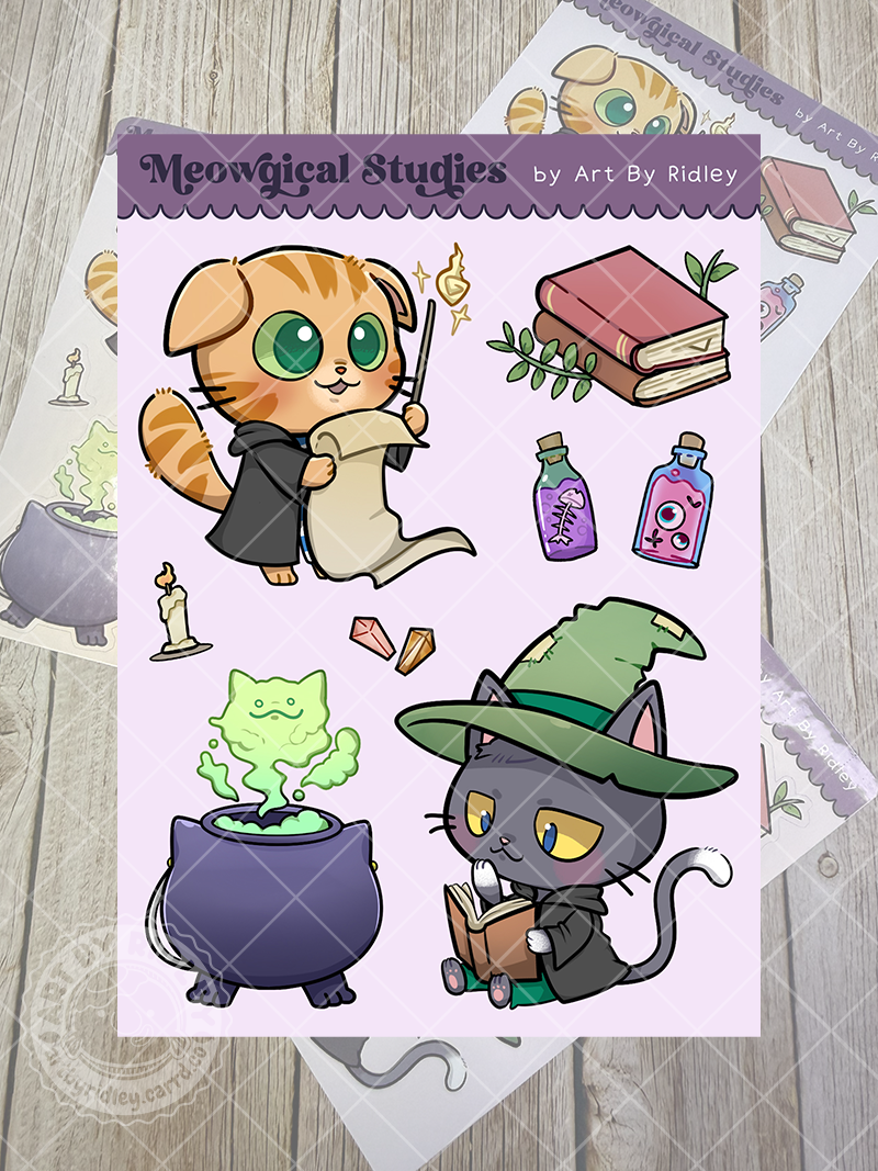 Meowgical Studies Sticker Sheet
