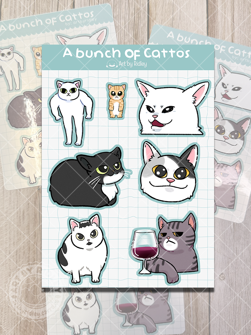A bunch of cattos Sticker Sheet