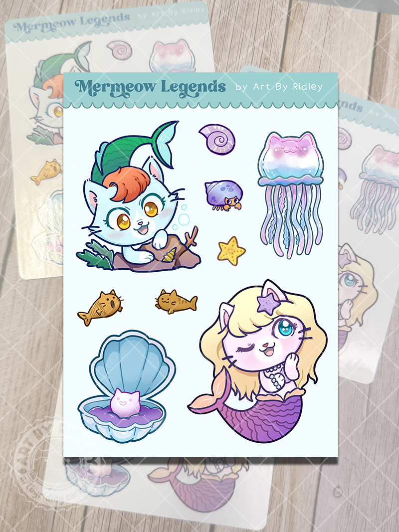 Mermeow Legends Sticker Sheet